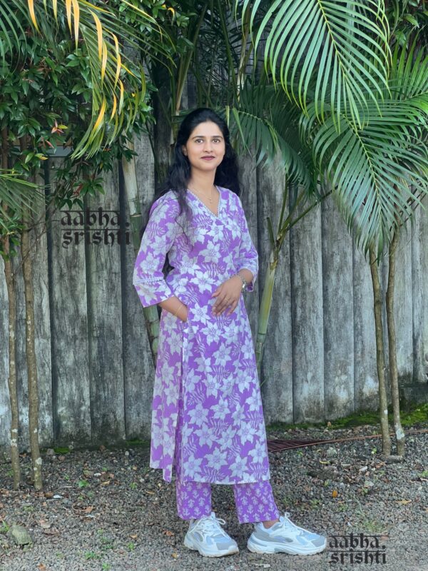 Aabha Lavender print co-ord set - AS10128