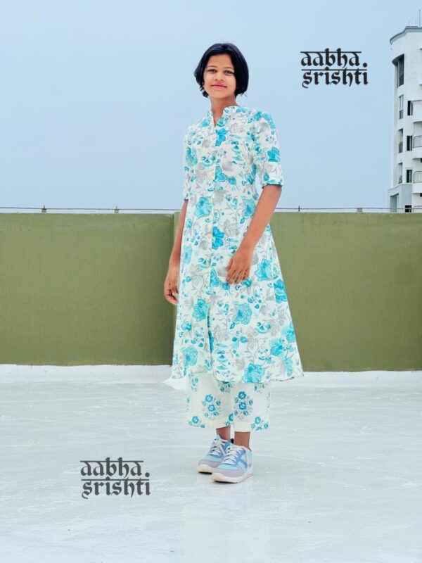 Aabha White printed co-ord set - AS10135